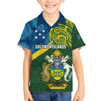 Solomon Islands Kid Hawaiian Shirt Tropical Leaves With Melanesian Pattern LT14 Kid Green - Polynesian Pride