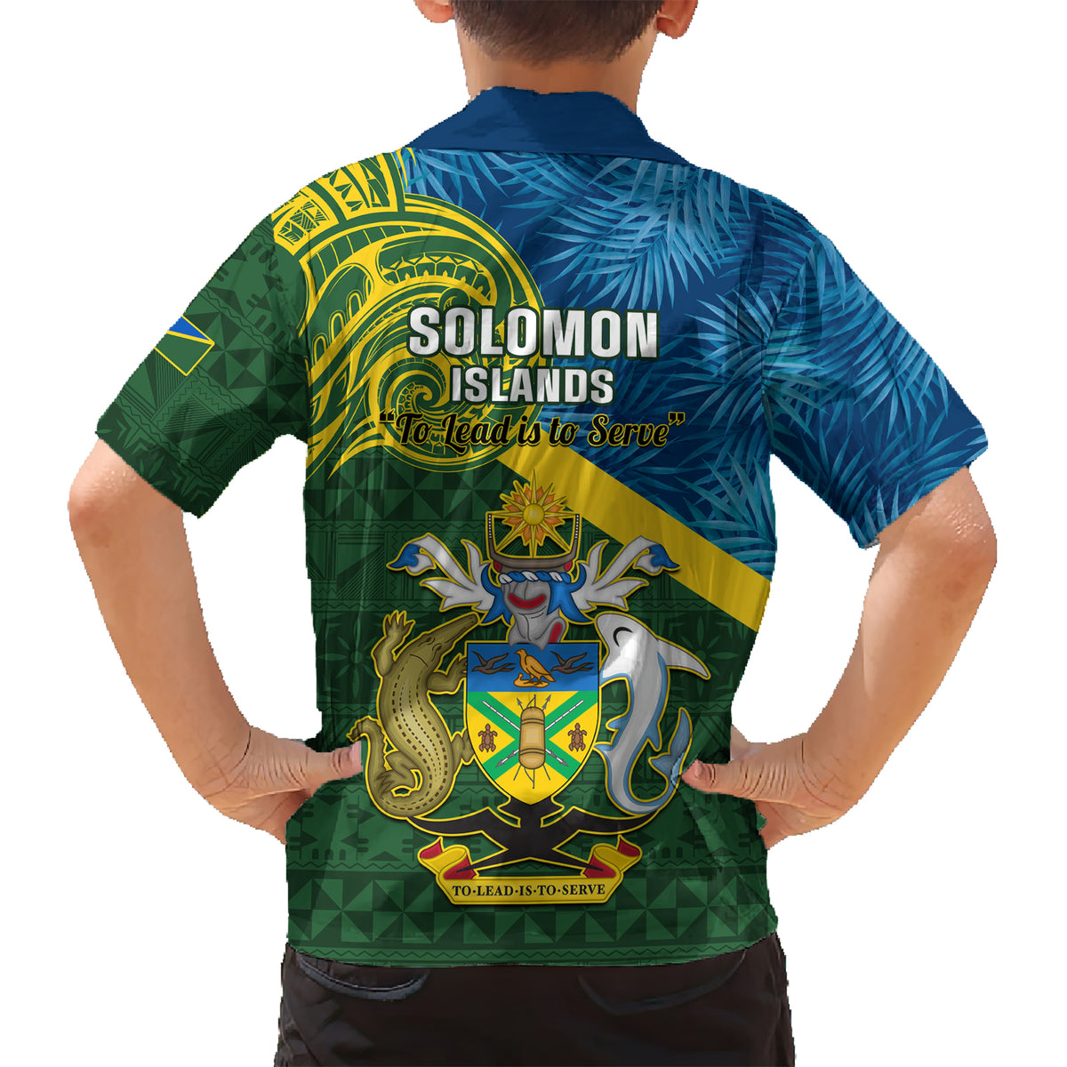 Solomon Islands Kid Hawaiian Shirt Tropical Leaves With Melanesian Pattern LT14 - Polynesian Pride