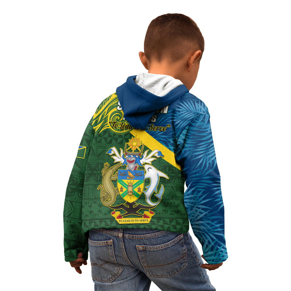 Solomon Islands Kid Hoodie Tropical Leaves With Melanesian Pattern LT14 - Polynesian Pride