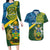 Personalised Solomon Islands Couples Matching Long Sleeve Bodycon Dress and Hawaiian Shirt Tropical Leaves With Melanesian Pattern LT14 Green - Polynesian Pride