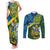 Personalised Solomon Islands Couples Matching Tank Maxi Dress and Long Sleeve Button Shirts Tropical Leaves With Melanesian Pattern LT14 Green - Polynesian Pride