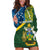 Personalised Solomon Islands Hoodie Dress Tropical Leaves With Melanesian Pattern LT14 Green - Polynesian Pride