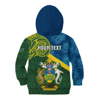 Personalised Solomon Islands Kid Hoodie Tropical Leaves With Melanesian Pattern LT14 - Polynesian Pride