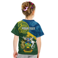 Personalised Solomon Islands Kid T Shirt Tropical Leaves With Melanesian Pattern LT14 - Polynesian Pride