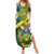 Personalised Solomon Islands Summer Maxi Dress Tropical Leaves With Melanesian Pattern LT14 Women Green - Polynesian Pride