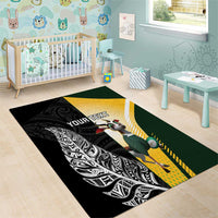 New Zealand and South Africa Rugby Custom Area Rug Maori Silver Fern Springbok Together - Polynesian Pride