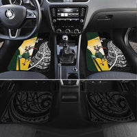 New Zealand and South Africa Rugby Custom Car Mats Maori Silver Fern Springbok Together - Polynesian Pride