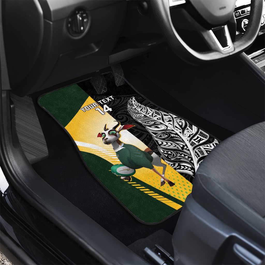 New Zealand and South Africa Rugby Custom Car Mats Maori Silver Fern Springbok Together - Polynesian Pride