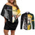 New Zealand and South Africa Rugby Custom Couples Matching Off Shoulder Short Dress and Long Sleeve Button Shirt Maori Silver Fern Springbok Together - Polynesian Pride