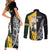 New Zealand and South Africa Rugby Custom Couples Matching Short Sleeve Bodycon Dress and Long Sleeve Button Shirt Maori Silver Fern Springbok Together - Polynesian Pride
