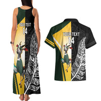 New Zealand and South Africa Rugby Custom Couples Matching Tank Maxi Dress and Hawaiian Shirt Maori Silver Fern Springbok Together - Polynesian Pride