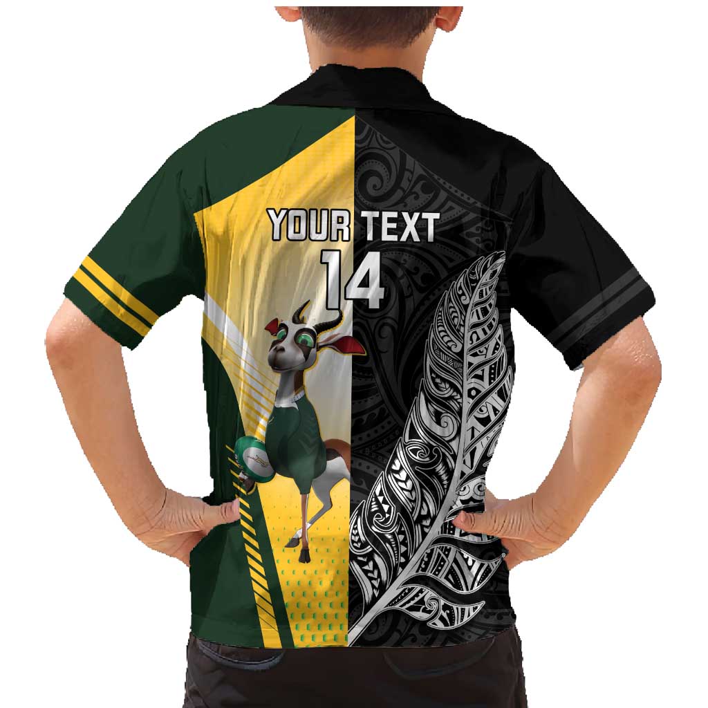 New Zealand and South Africa Rugby Custom Family Matching Mermaid Dress and Hawaiian Shirt Maori Silver Fern Springbok Together - Polynesian Pride