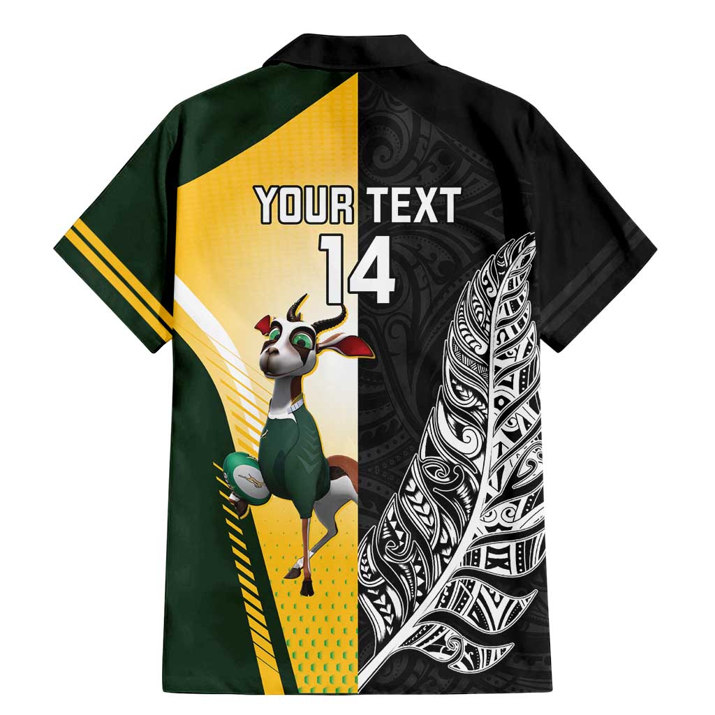 New Zealand and South Africa Rugby Custom Family Matching Mermaid Dress and Hawaiian Shirt Maori Silver Fern Springbok Together - Polynesian Pride