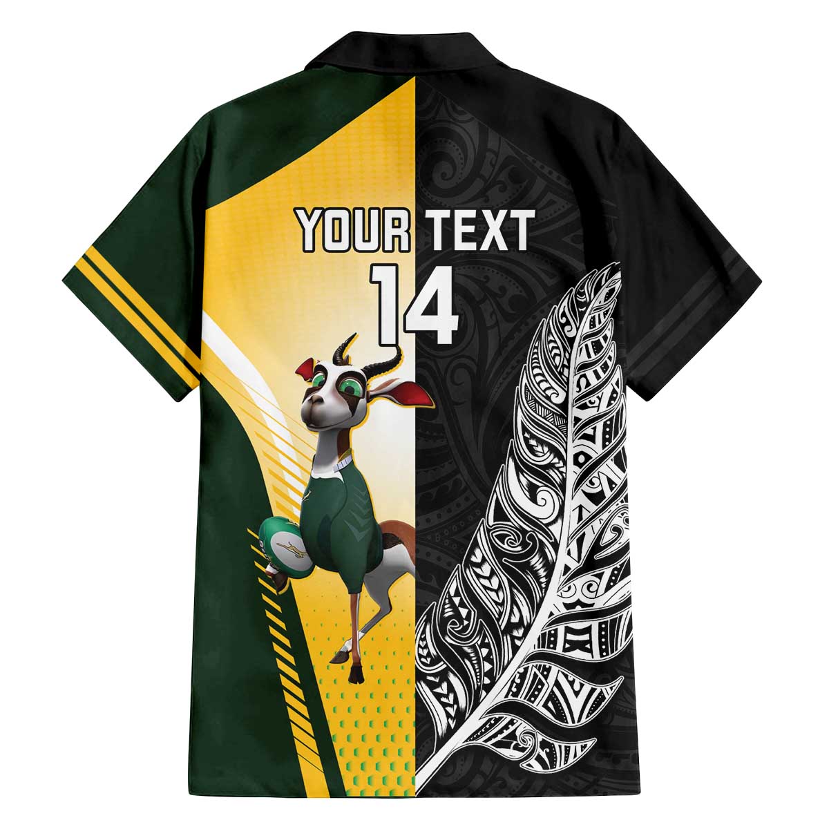 New Zealand and South Africa Rugby Custom Family Matching Off The Shoulder Long Sleeve Dress and Hawaiian Shirt Maori Silver Fern Springbok Together - Polynesian Pride
