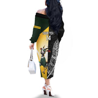 New Zealand and South Africa Rugby Custom Family Matching Off The Shoulder Long Sleeve Dress and Hawaiian Shirt Maori Silver Fern Springbok Together - Polynesian Pride