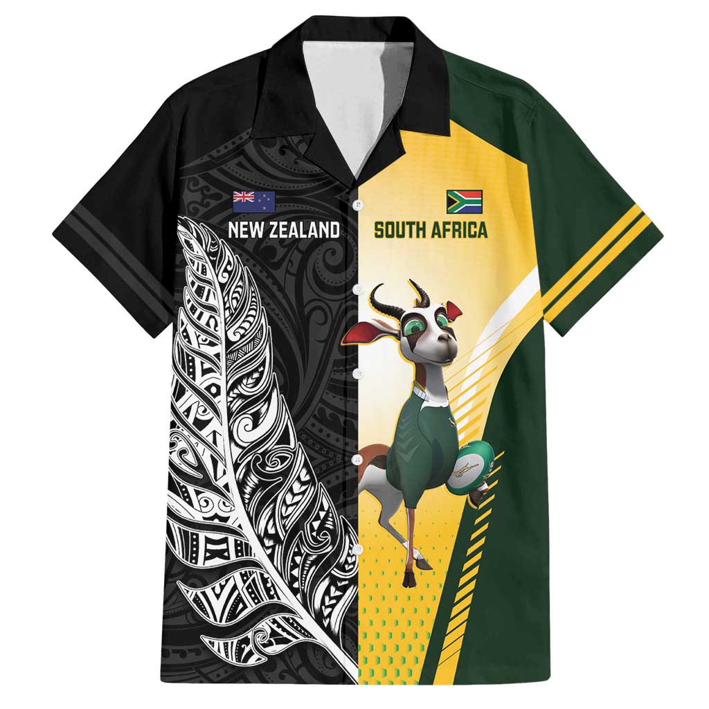 New Zealand and South Africa Rugby Custom Family Matching Summer Maxi Dress and Hawaiian Shirt Maori Silver Fern Springbok Together - Polynesian Pride