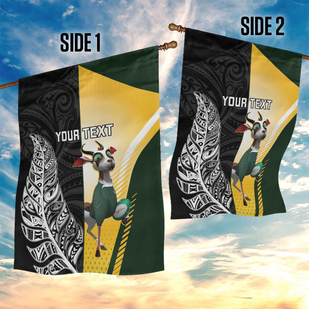 New Zealand and South Africa Rugby Custom Garden Flag Maori Silver Fern Springbok Together - Polynesian Pride