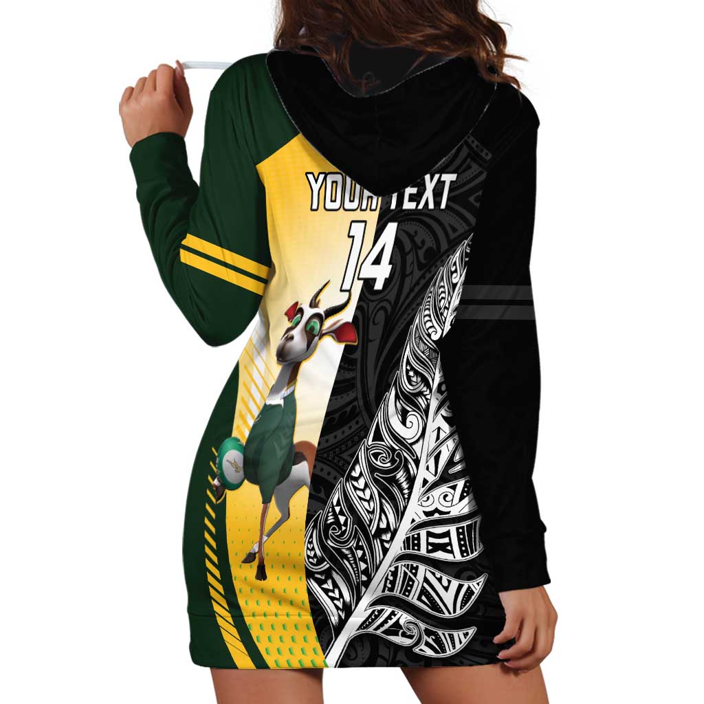 New Zealand and South Africa Rugby Custom Hoodie Dress Maori Silver Fern Springbok Together - Polynesian Pride