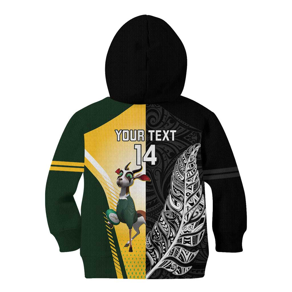 New Zealand and South Africa Rugby Custom Kid Hoodie Maori Silver Fern Springbok Together - Polynesian Pride