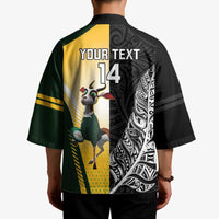 New Zealand and South Africa Rugby Custom Kimono Maori Silver Fern Springbok Together - Polynesian Pride