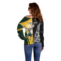New Zealand and South Africa Rugby Custom Off Shoulder Sweater Maori Silver Fern Springbok Together - Polynesian Pride