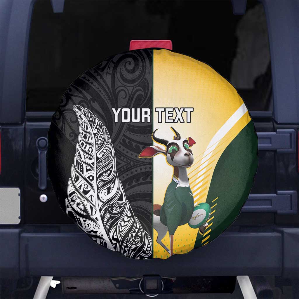 New Zealand and South Africa Rugby Custom Spare Tire Cover Maori Silver Fern Springbok Together - Polynesian Pride
