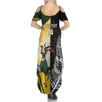 New Zealand and South Africa Rugby Custom Summer Maxi Dress Maori Silver Fern Springbok Together - Polynesian Pride