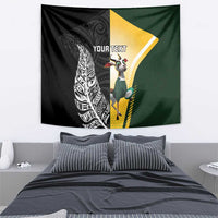 New Zealand and South Africa Rugby Custom Tapestry Maori Silver Fern Springbok Together - Polynesian Pride