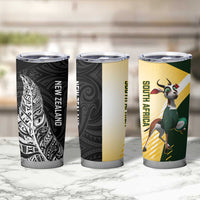 New Zealand and South Africa Rugby Tumbler Cup Maori Silver Fern Springbok Together - Polynesian Pride