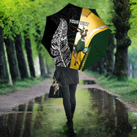 New Zealand and South Africa Rugby Custom Umbrella Maori Silver Fern Springbok Together - Polynesian Pride