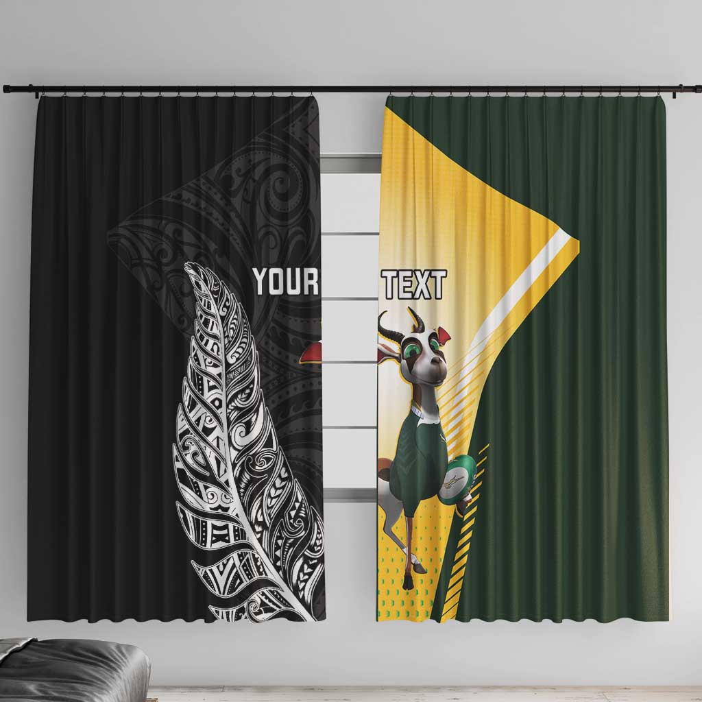New Zealand and South Africa Rugby Custom Window Curtain Maori Silver Fern Springbok Together - Polynesian Pride