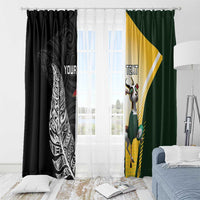 New Zealand and South Africa Rugby Custom Window Curtain Maori Silver Fern Springbok Together - Polynesian Pride