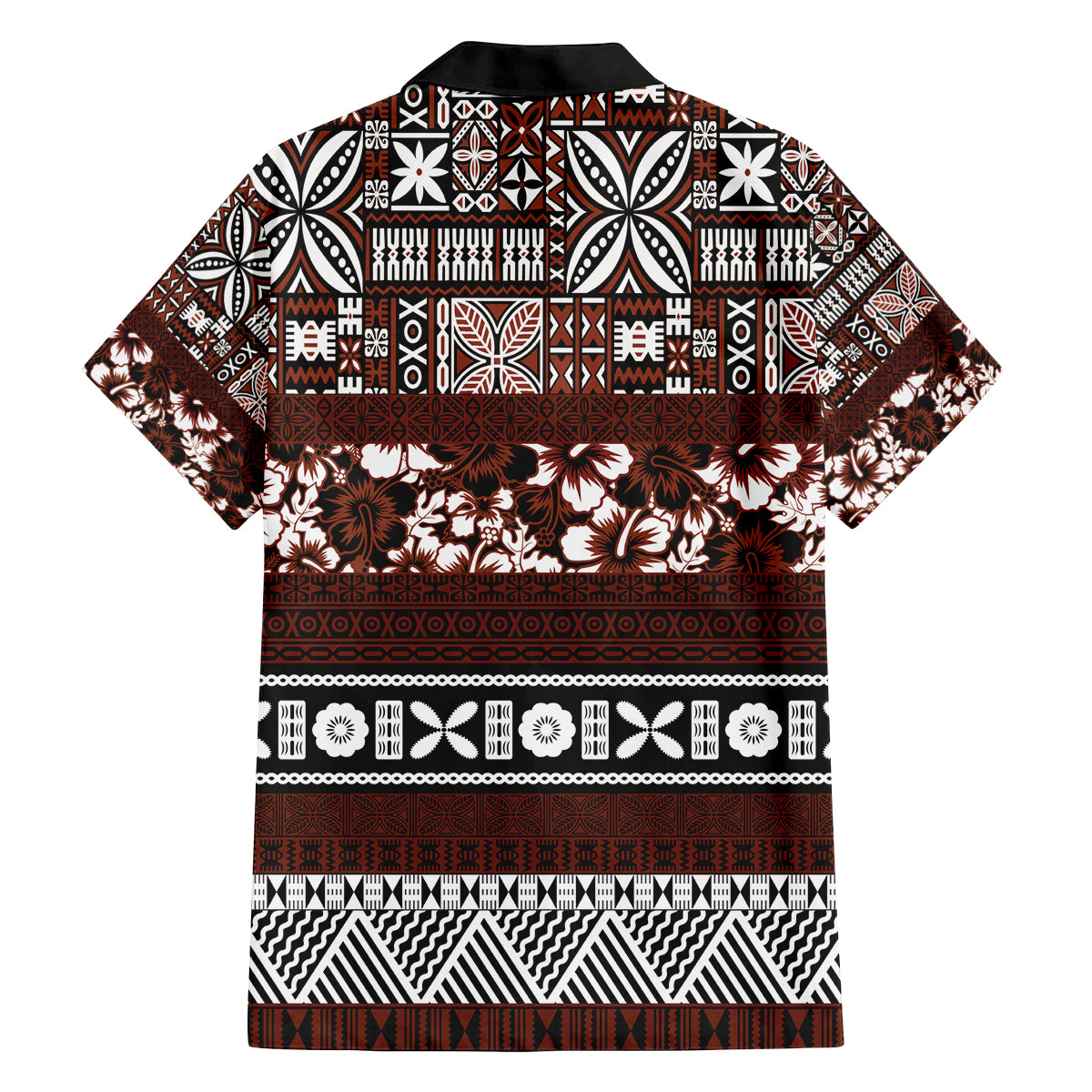 Bula Fiji Family Matching Off Shoulder Short Dress and Hawaiian Shirt Fijian Tapa Masi With Hibiscus Flowers LT14 - Polynesian Pride