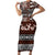 Bula Fiji Family Matching Short Sleeve Bodycon Dress and Hawaiian Shirt Fijian Tapa Masi With Hibiscus Flowers LT14 Mom's Dress Brown - Polynesian Pride