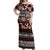 Bula Fiji Off Shoulder Maxi Dress Fijian Tapa Masi With Hibiscus Flowers LT14 Women Brown - Polynesian Pride