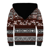 Bula Fiji Sherpa Hoodie Fijian Tapa Masi With Hibiscus Flowers LT14 - Polynesian Pride