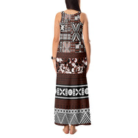 Bula Fiji Tank Maxi Dress Fijian Tapa Masi With Hibiscus Flowers LT14 - Polynesian Pride