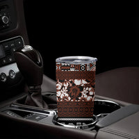 Bula Fiji Tumbler Cup Fijian Tapa Masi With Hibiscus Flowers