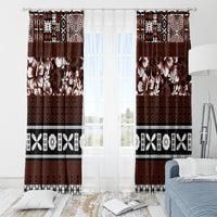Bula Fiji Window Curtain Fijian Tapa Masi With Hibiscus Flowers LT14 - Polynesian Pride