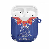 Queen Salote College 100 Years Personalized AirPods Case Tonga QSC Heilala Lei Blue Ngatu Pattern LT14 Blue - Polynesian Pride
