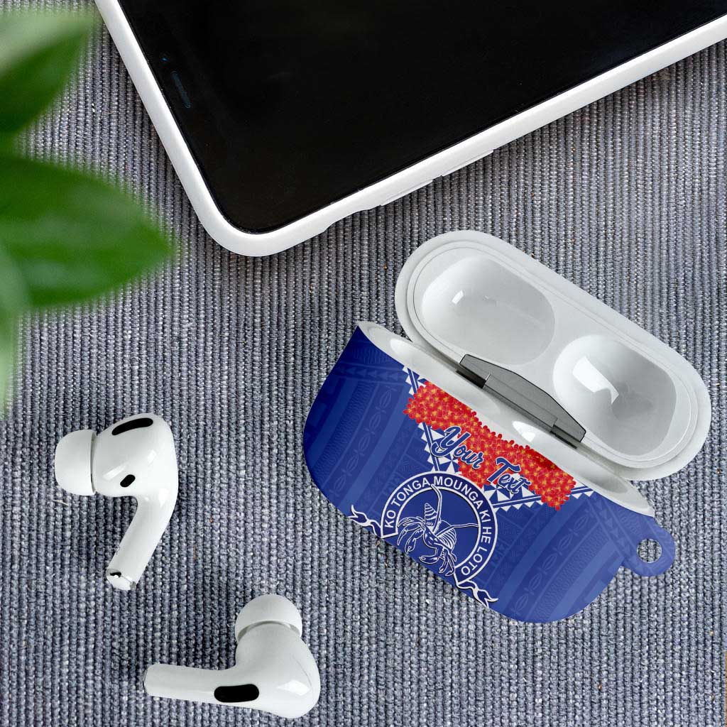 Queen Salote College 100 Years Personalized AirPods Case Tonga QSC Heilala Lei Blue Ngatu Pattern LT14 - Polynesian Pride