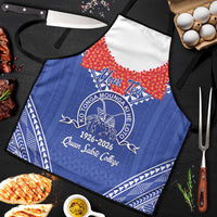 Queen Salote College 100 Years Personalized Apron Tonga QSC Heilala Lei Blue Ngatu Pattern LT14 Blue - Polynesian Pride
