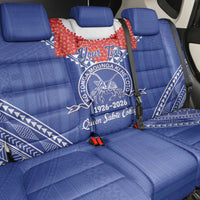 Queen Salote College 100 Years Personalized Back Car Seat Cover Tonga QSC Heilala Lei Blue Ngatu Pattern
