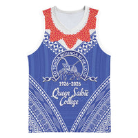 Queen Salote College 100 Years Personalized Basketball Jersey Tonga QSC Heilala Lei Blue Ngatu Pattern LT14 Unisex Blue - Polynesian Pride