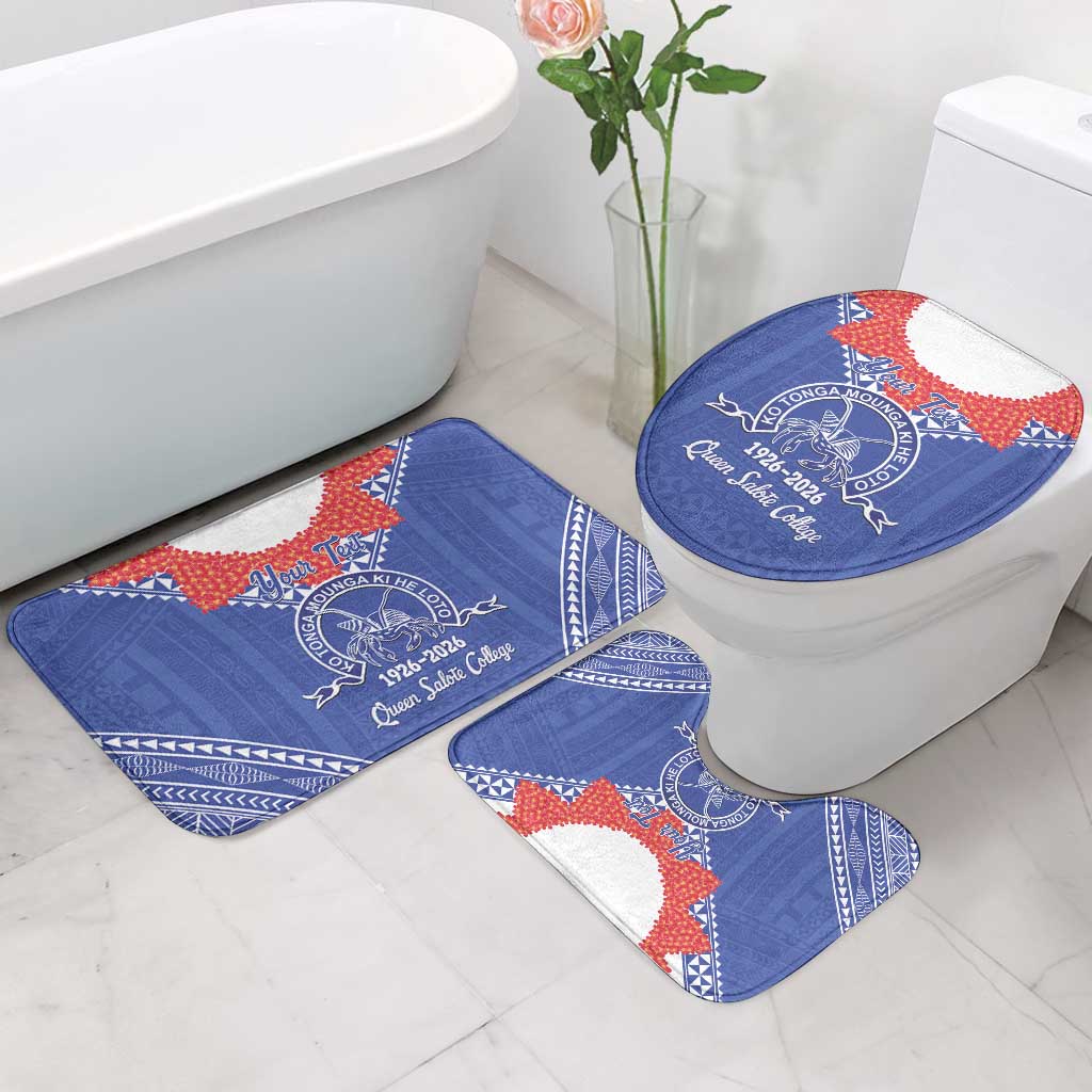 Queen Salote College 100 Years Personalized Bathroom Set Tonga QSC Heilala Lei Blue Ngatu Pattern LT14 - Polynesian Pride
