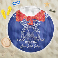 Queen Salote College 100 Years Personalized Beach Blanket Tonga QSC Heilala Lei Blue Ngatu Pattern LT14 One Size 150cm Blue - Polynesian Pride