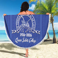 Queen Salote College 100 Years Personalized Beach Blanket Tonga QSC Heilala Lei Blue Ngatu Pattern LT14 - Polynesian Pride