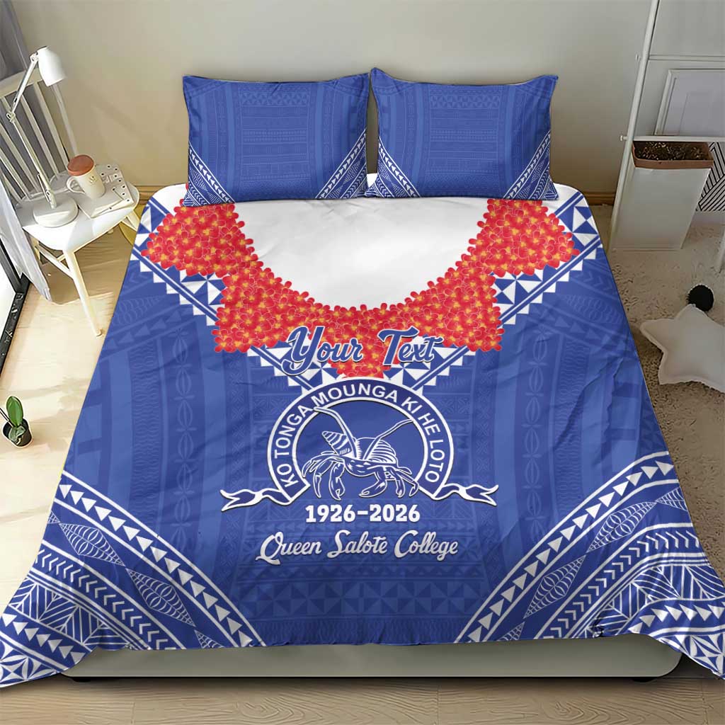 Queen Salote College 100 Years Personalized Bedding Set Tonga QSC Heilala Lei Blue Ngatu Pattern LT14 - Polynesian Pride