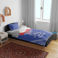 Queen Salote College 100 Years Personalized Bedding Set Tonga QSC Heilala Lei Blue Ngatu Pattern LT14 - Polynesian Pride