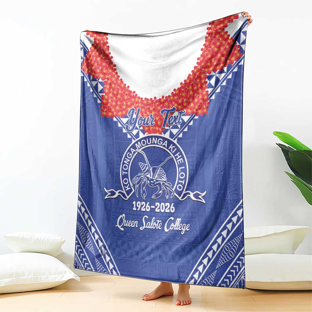 Queen Salote College 100 Years Personalized Blanket Tonga QSC Heilala Lei Blue Ngatu Pattern LT14 - Polynesian Pride
